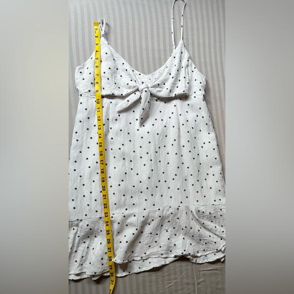 Aqua•tie front spaghetti strap mini dress•medium•rayon blend•black & white stars - Picture 11 of 16